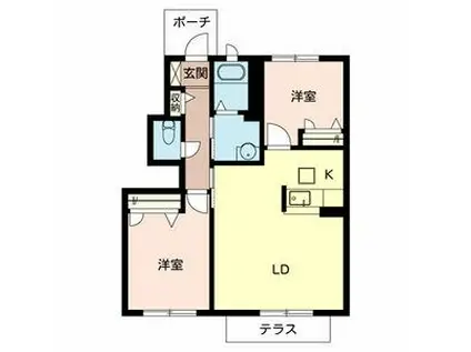 シャーメゾン下中島(2LDK/1階)の間取り写真