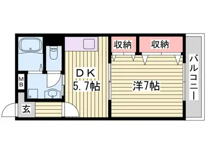 ウエストヴィラ(1DK/1階)の間取り写真