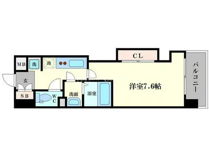 ラグゼ難波西II(1K/11階)の間取り写真