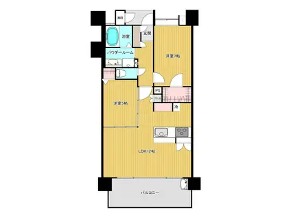 サングレート別府の杜アルカンフォール(2LDK/2階)の間取り写真