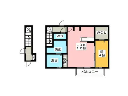 Mグランセ(1LDK/2階)の間取り写真