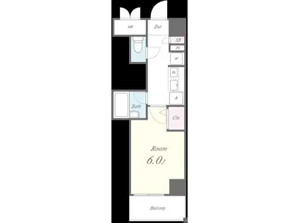 グランディールY.S(1K/4階)の間取り写真