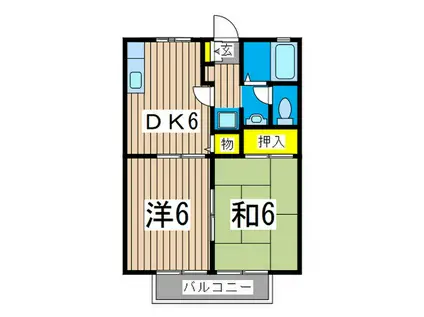 エーデルハイムA(2DK/2階)の間取り写真