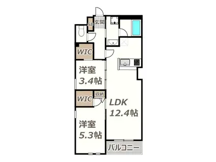 ウェルスクエア山坂(2LDK/2階)の間取り写真