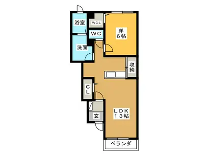 クレール東松阪 B(1LDK/1階)の間取り写真