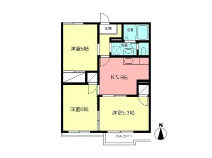 キャッスルA(3K/2階)の間取り写真