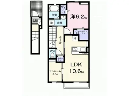 グランベル(1LDK/2階)の間取り写真