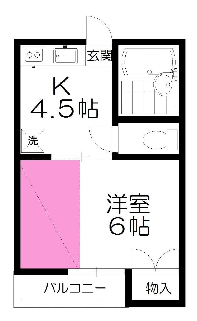 エマーブル茂ヶ崎(1K/1階)の間取り写真