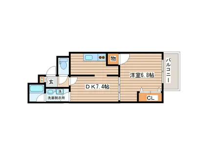 グレース仙台南(1DK/6階)の間取り写真