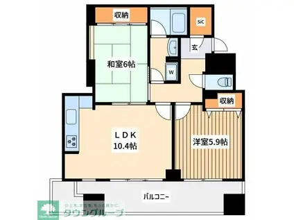 リッツタワー八王子(2LDK/5階)の間取り写真