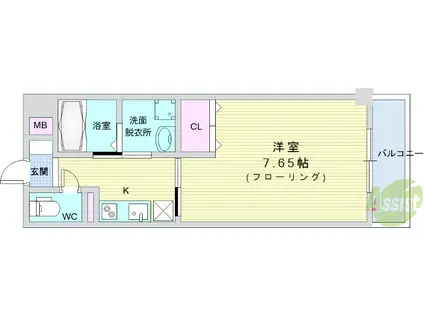 パリオ荘園(1K/3階)の間取り写真