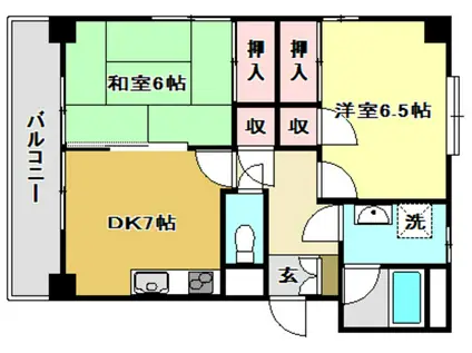 ウインディングハウス(2DK/1階)の間取り写真