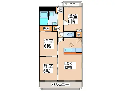 アペックスライフ千場2・3番館(3LDK/3階)の間取り写真