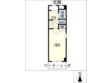 ピア若松(1K/3階)の間取り写真