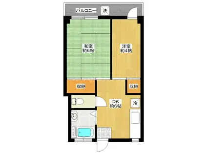 ヤナイマンション(2DK/3階)の間取り写真