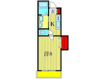 ドゥエル青砥II(1K/2階)の間取り写真