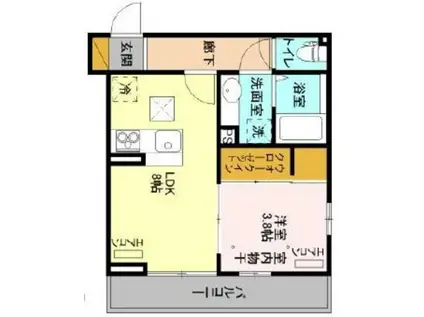 ウィン行徳(1LDK/2階)の間取り写真