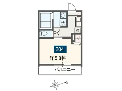MELDIA稲城(1K/2階)の間取り写真
