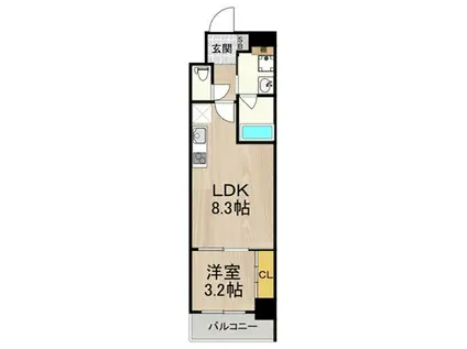 フロンティアタワー九条II(1LDK/5階)の間取り写真