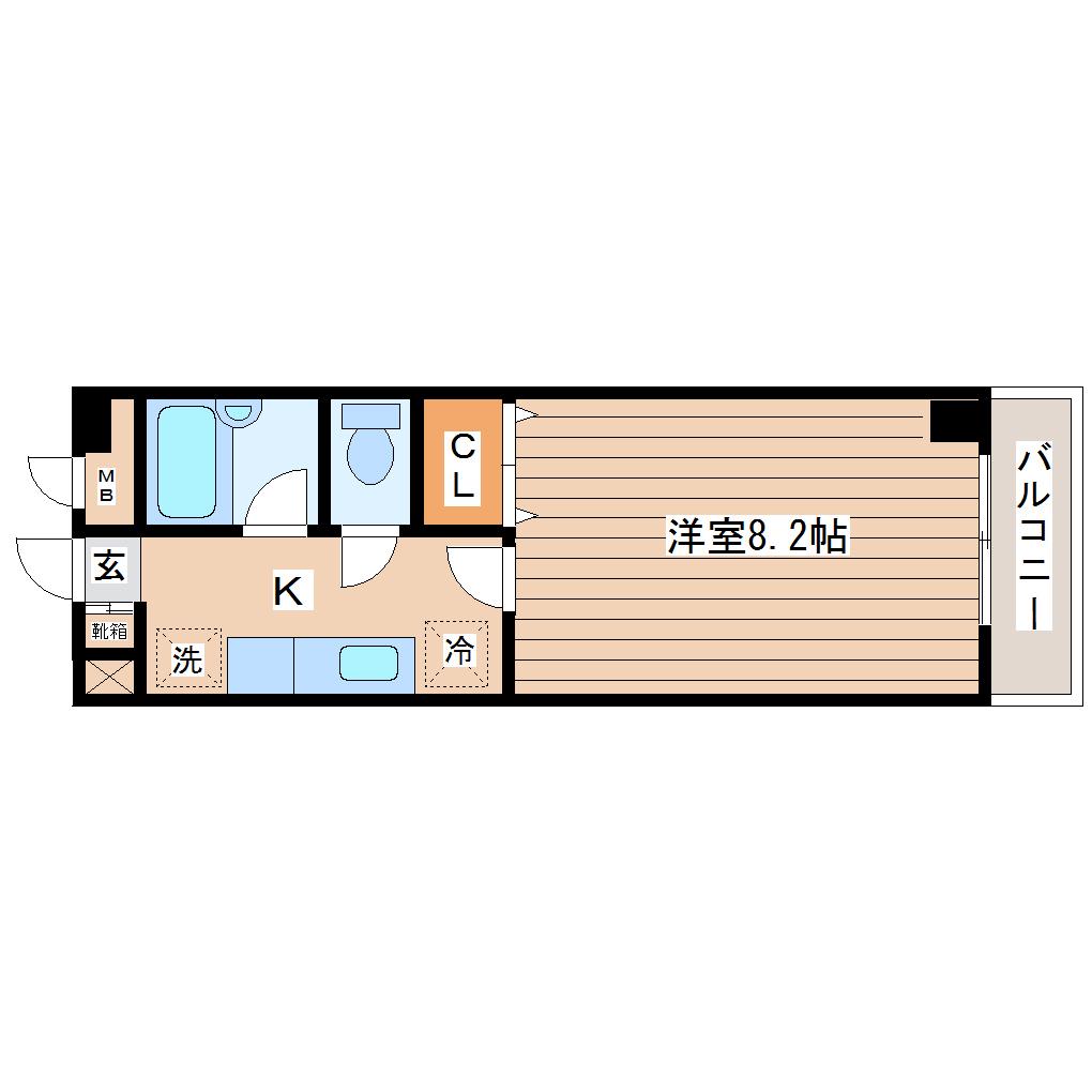 グレイスハイツ山手町(1K/2階)の間取り写真