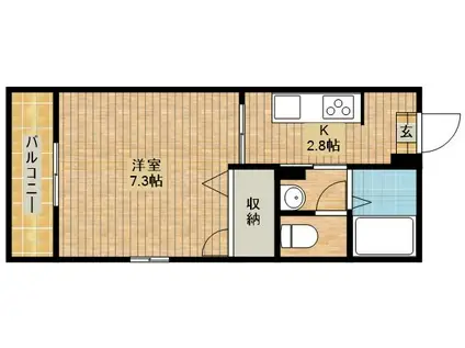 フレジェール(1K/3階)の間取り写真