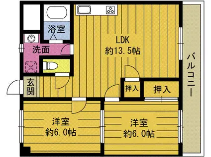 サムティ別府(3DK/1階)の間取り写真