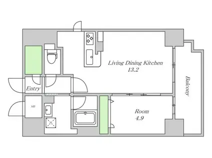 クレスティーク上町台(1LDK/5階)の間取り写真