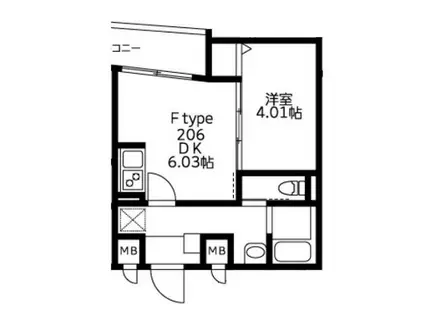 ユーレジデンス武蔵小山(1DK/1階)の間取り写真