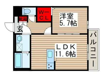メゾン・ド・パステック(1LDK/1階)の間取り写真