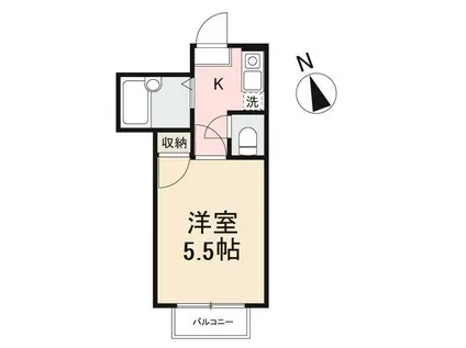 シャンボール峰山(1K/2階)の間取り写真
