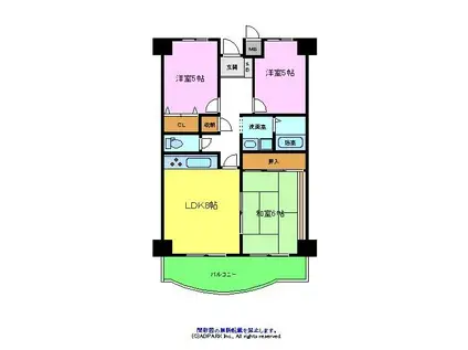 プレスト・コート 弐番館(3DK/5階)の間取り写真