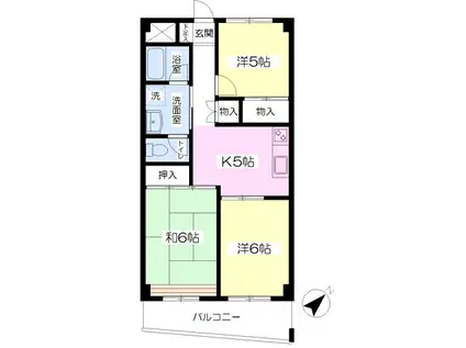 ボナール大里(3K/2階)の間取り写真