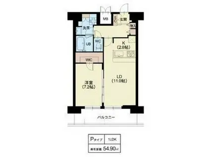 スプランディッド難波ウエストIII(1LDK/15階)の間取り写真