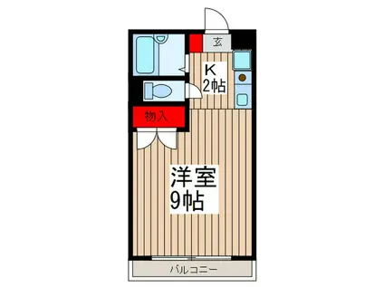 アルテミアB(1K/2階)の間取り写真