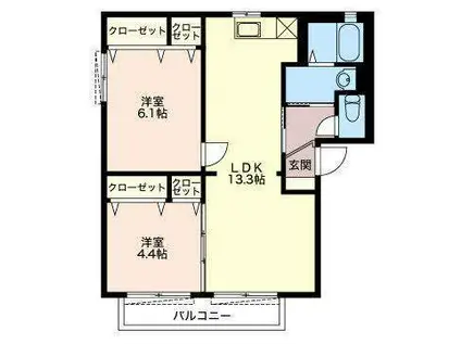 ファミール小土 III(2LDK/1階)の間取り写真
