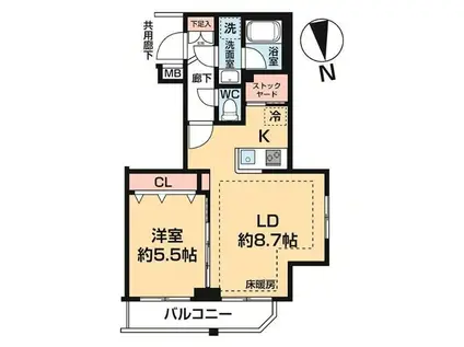 アルコバレーノ梅屋敷(1LDK/4階)の間取り写真