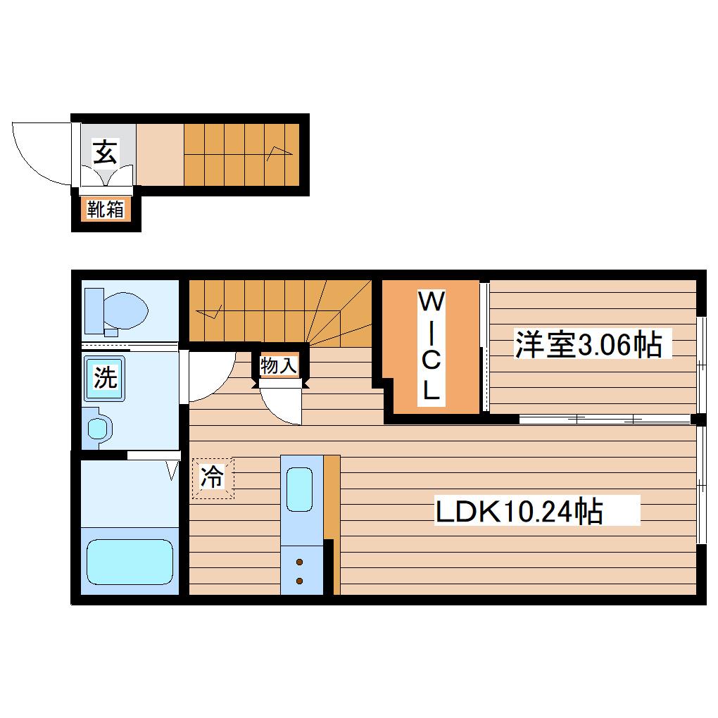 グランヴィラ八本松(1LDK/2階)の間取り写真