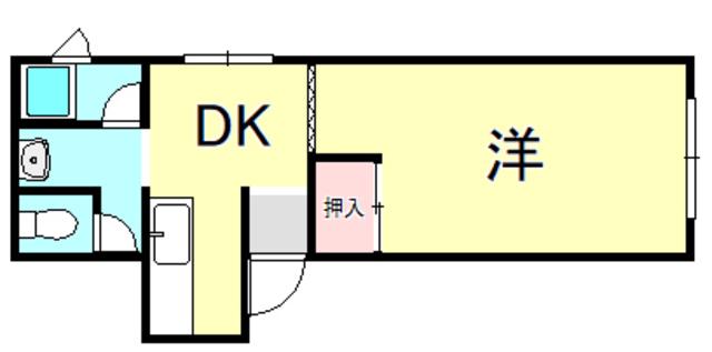 平野ビル(1DK/2階)の間取り写真