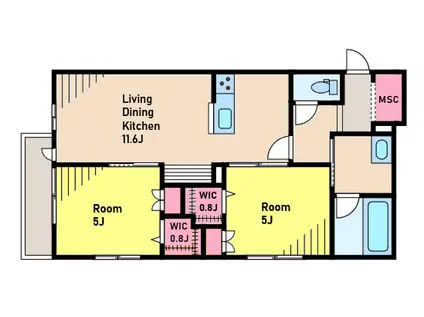 中央8丁目メゾン(2LDK/1階)の間取り写真