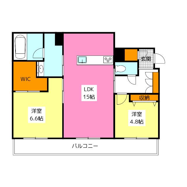 シャーメゾン高宮通(2LDK/2階)の間取り写真