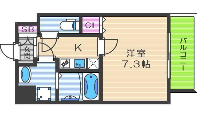 CASSIA福島駅前(1K/8階)の間取り写真