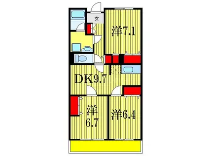 ラフィネ幕張本郷(3DK/2階)の間取り写真