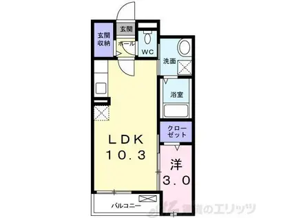 カーサ クレインフィールド(1LDK/4階)の間取り写真