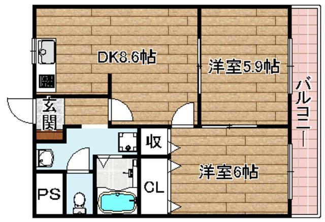 パームヒルズ(2LDK/2階)の間取り写真