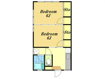 カーサ都町(2K/1階)の間取り写真