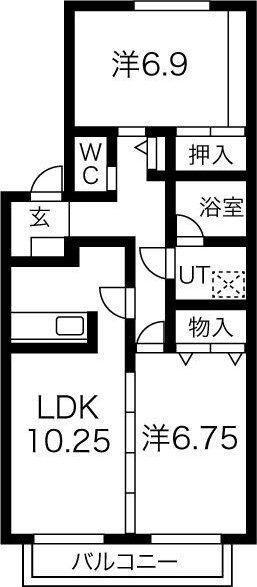 カーサ・アマリーロ(2LDK/1階)の間取り写真
