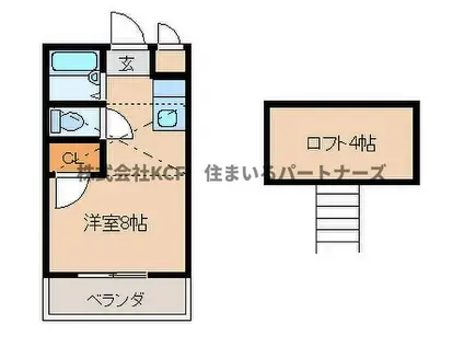 アトリウム津福本町(ワンルーム/2階)の間取り写真