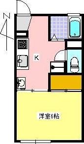 コーポ駅北II(1K/2階)の間取り写真