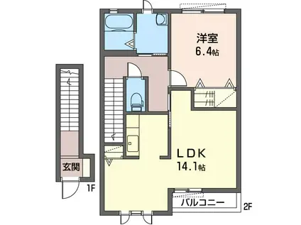フォレスト乙女 II(1LDK/2階)の間取り写真