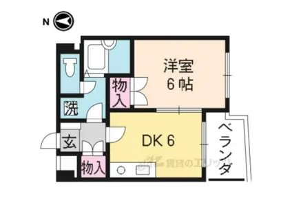 ハイエステート中京(1DK/3階)の間取り写真